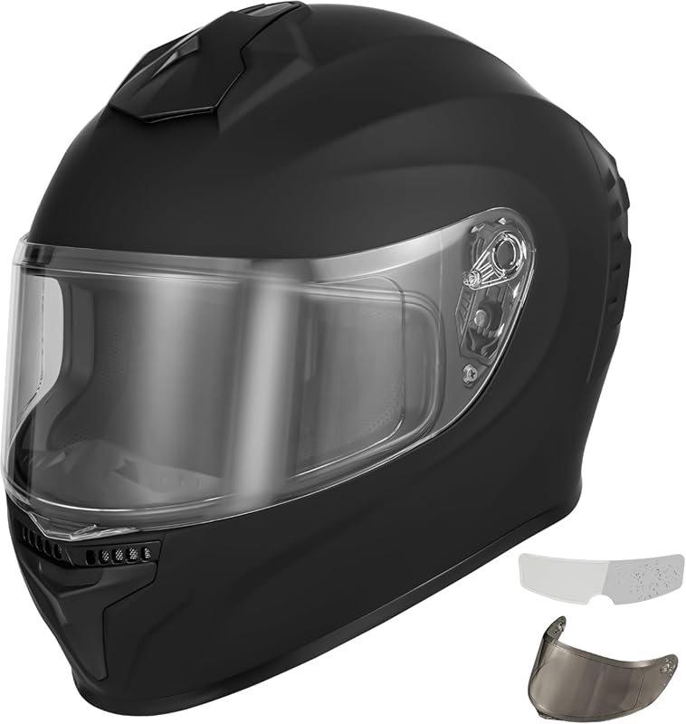 Favoto Full Face Motorcycle Helmet with Two Visors and Anti-Fog Film, 