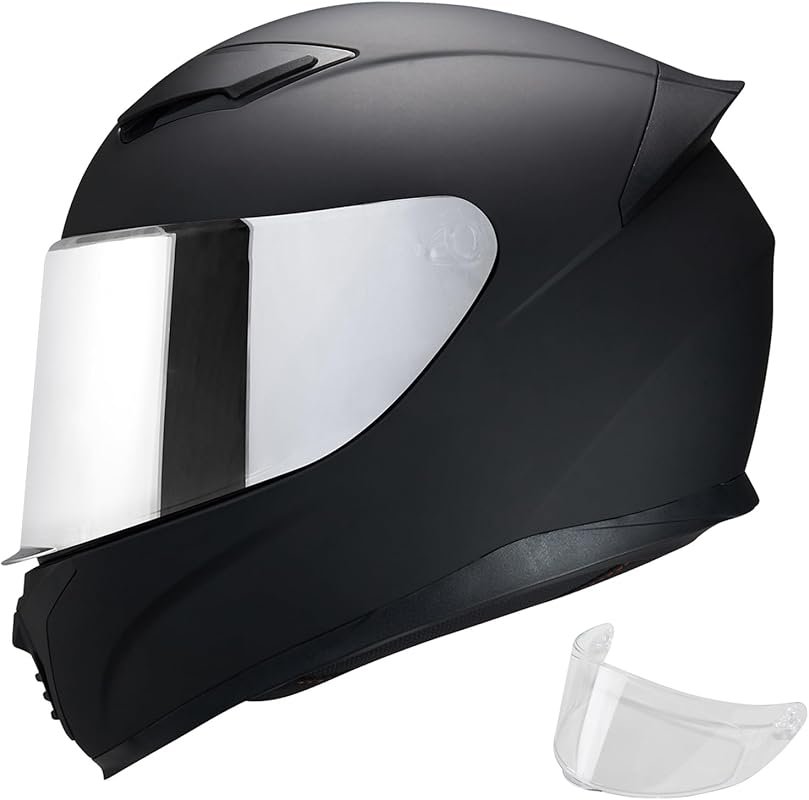 WS-607 Full Face Black Motorcycle Helmet for Street and Racing, DOT Ap