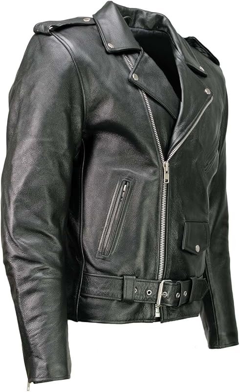 Milwaukee Leather LKM1703 Men's Classic Black Premium Leather Motorcyc