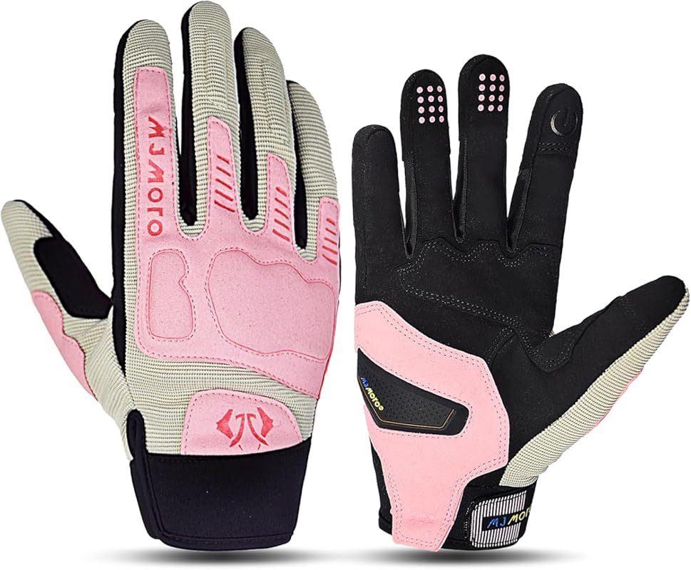 Pink Summer Breathable Motorcycle Gloves for Women with Touchscreen an