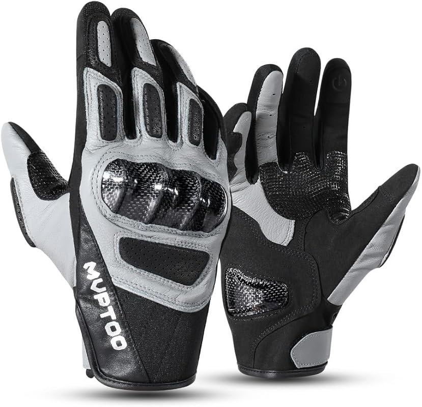 Goatskin Leather Motorcycle Gloves for Men & Women with Carbon Knuckle