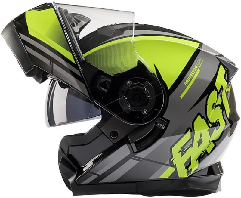 GJH Modular Flip-Up Motorcycle Helmet with Anti-Fog Double Lens, DOT A