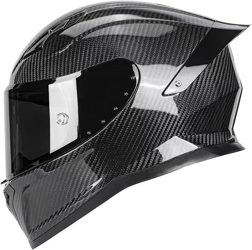 Carbon Fiber Full Face Motorcycle Helmet with Spoiler, Bluetooth Ready