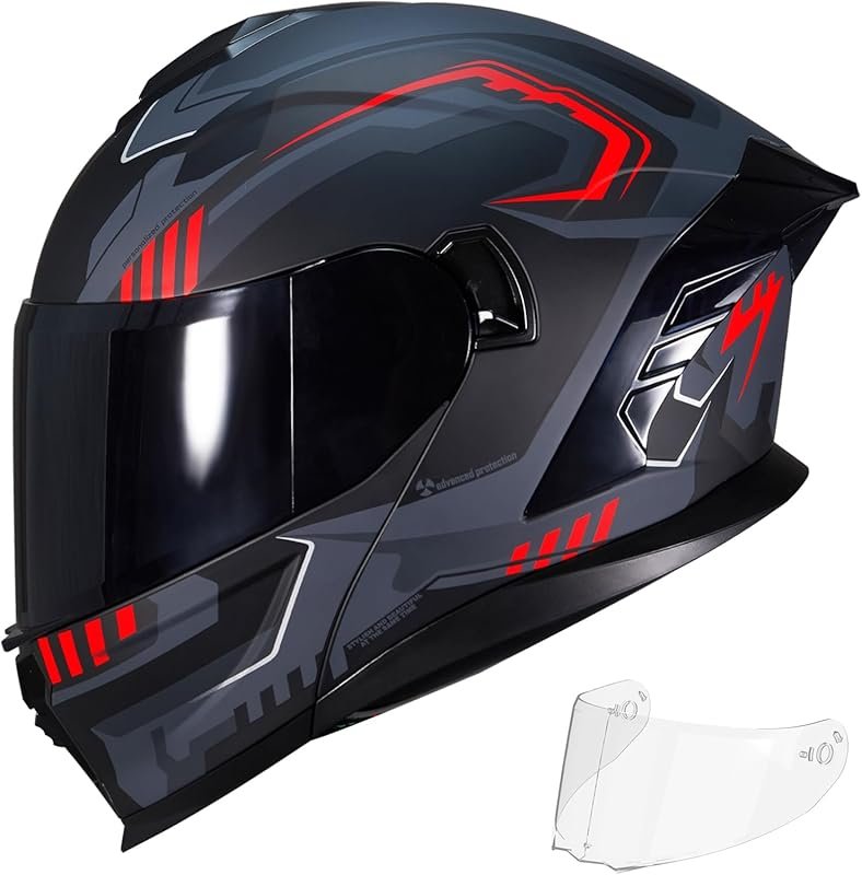 JR-815 Modular Motorcycle Helmet with Flip-Up Dual Visor, DOT Approved