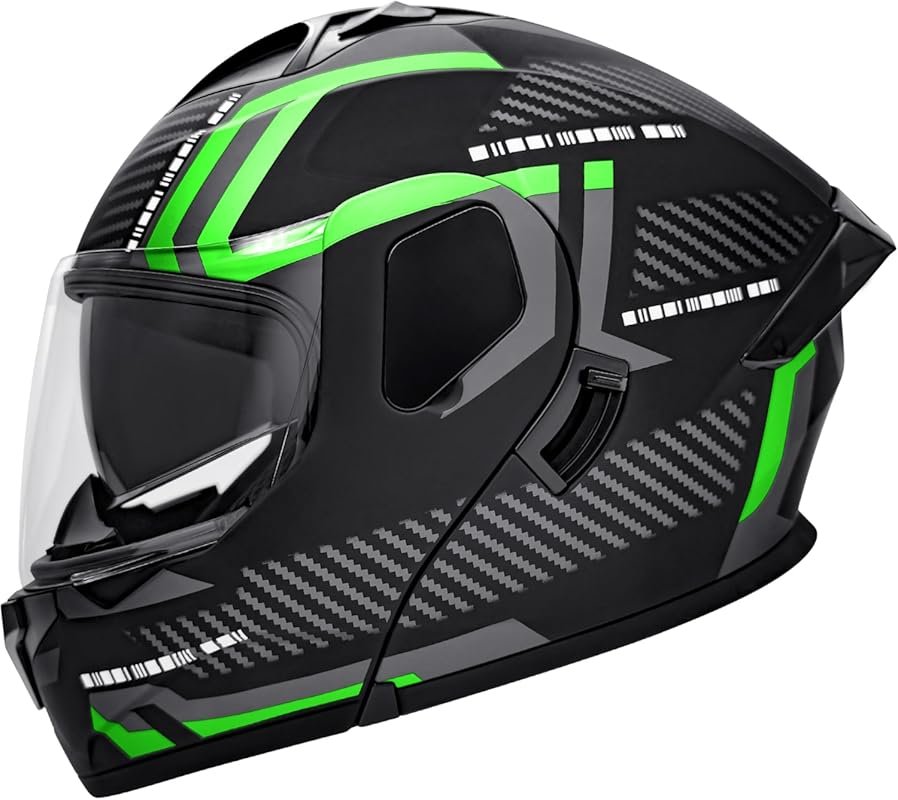 Modular Flip-Up Dual Visor Motorcycle Helmet for Adults, Full Face BMX