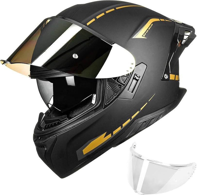 ILM Full Face Dual Visor Motorcycle Helmet for Men & Women, DOT Certif