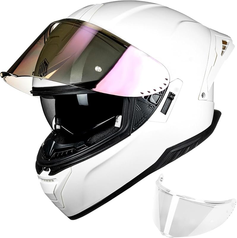 ILM Full Face Motorcycle Helmet with Dual Visors for Men and Women, Li