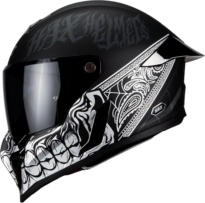 HAX Full Face Snowmobile and Motorcycle Helmet, DOT & ECE 22.06 Certif