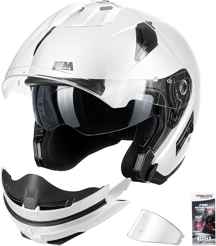 LEM Modular Full Face Motorcycle Helmet for Women with Detachable Chin