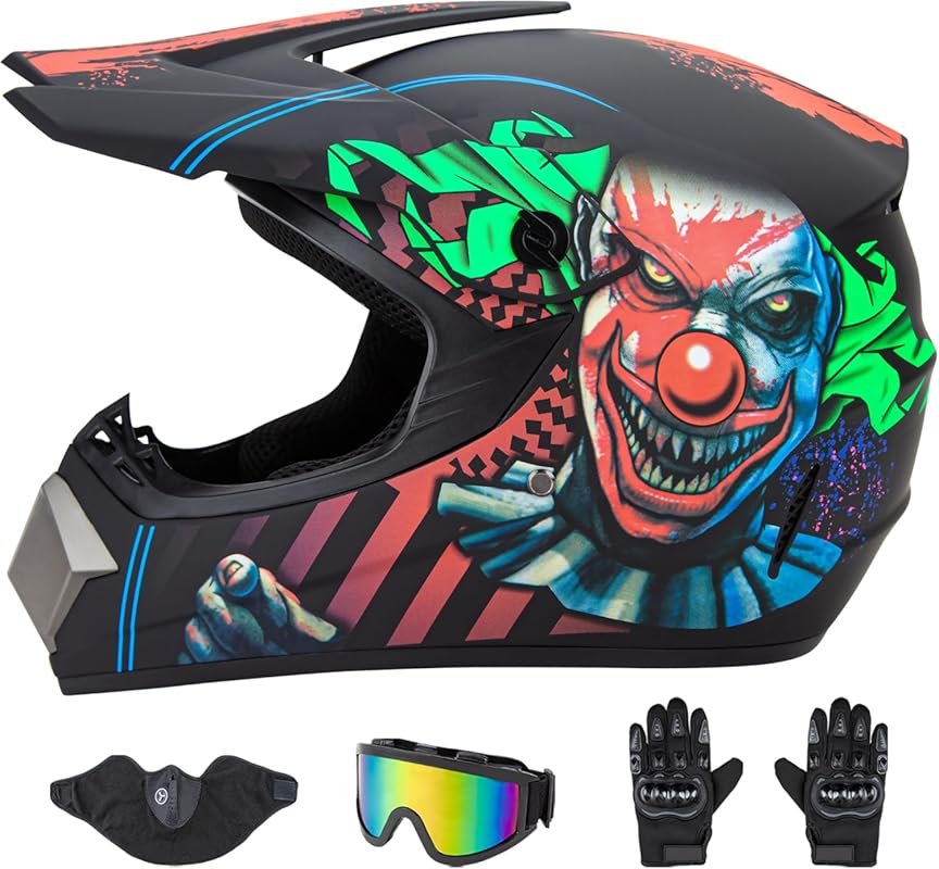 CARTMAN Matte Black & Yellow Adult Dirt Bike Helmet, DOT Approved Full