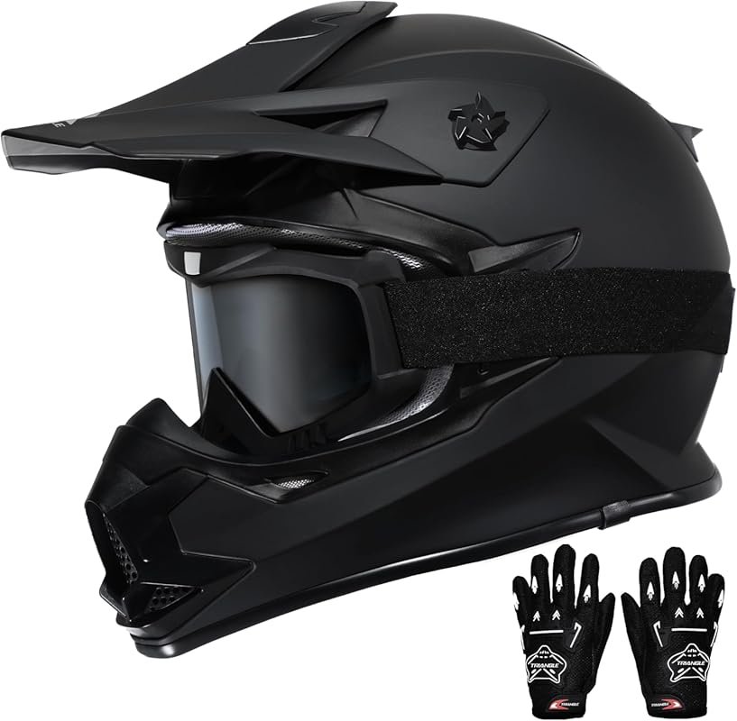 TRIANGLE Adult Dirt Bike Helmet with Adjustable Goggles and Gloves, DO